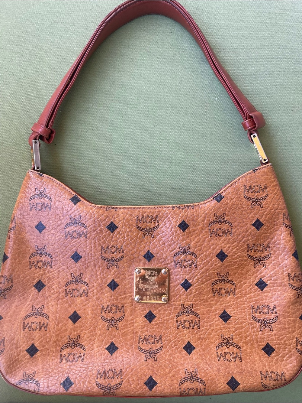 MCM Cognac Brown Visetos Monogram Shoulder Bag H4915
